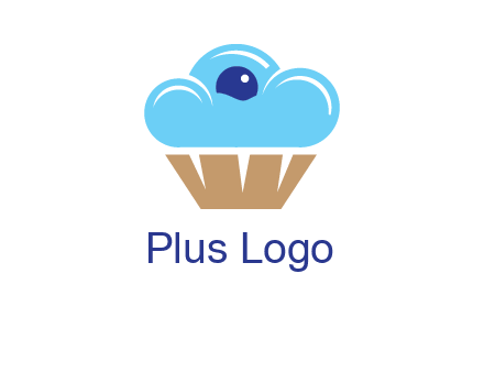 cloud forming cupcake with berry food logo