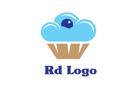 cloud forming cupcake with berry food logo