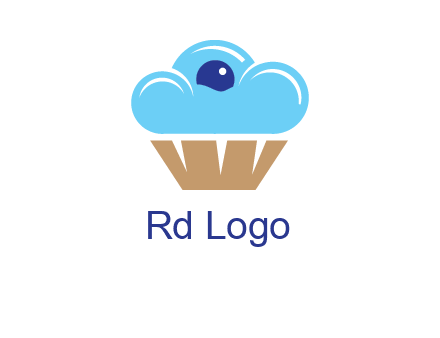 cloud forming cupcake with berry food logo