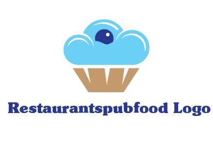 cloud forming cupcake with berry food logo