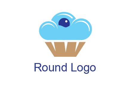 cloud forming cupcake with berry food logo