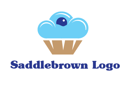 cloud forming cupcake with berry food logo