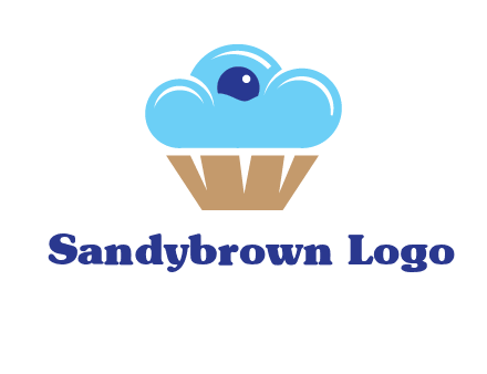 cloud forming cupcake with berry food logo