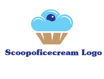 cloud forming cupcake with berry food logo