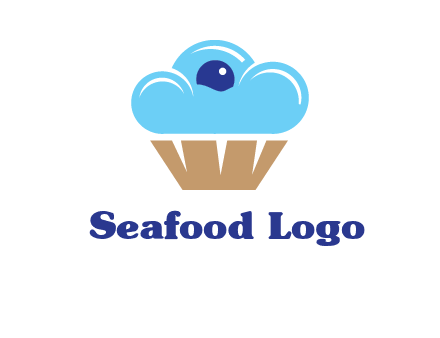 cloud forming cupcake with berry food logo