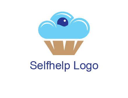 cloud forming cupcake with berry food logo