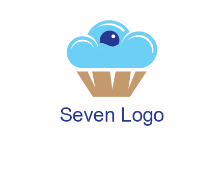cloud forming cupcake with berry food logo