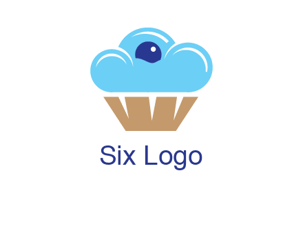 cloud forming cupcake with berry food logo