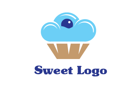cloud forming cupcake with berry food logo