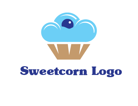 cloud forming cupcake with berry food logo