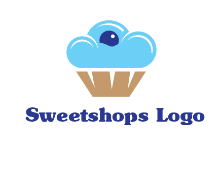 cloud forming cupcake with berry food logo