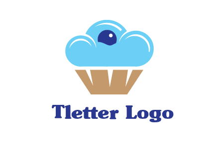 cloud forming cupcake with berry food logo