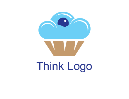 cloud forming cupcake with berry food logo