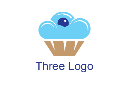 cloud forming cupcake with berry food logo