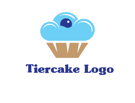 cloud forming cupcake with berry food logo