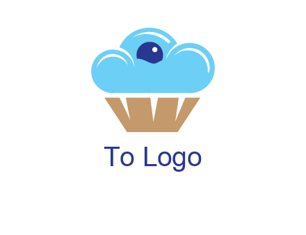 cloud forming cupcake with berry food logo