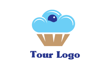 cloud forming cupcake with berry food logo