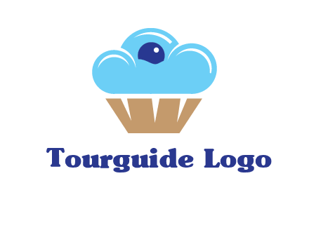 cloud forming cupcake with berry food logo