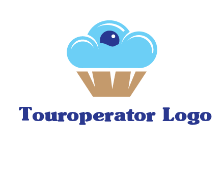 cloud forming cupcake with berry food logo