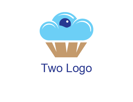 cloud forming cupcake with berry food logo