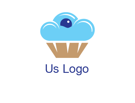 cloud forming cupcake with berry food logo
