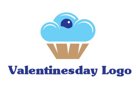 cloud forming cupcake with berry food logo