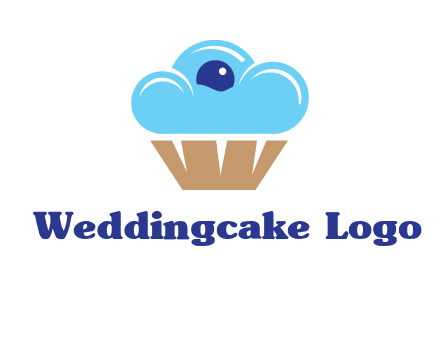 cloud forming cupcake with berry food logo