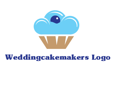 cloud forming cupcake with berry food logo