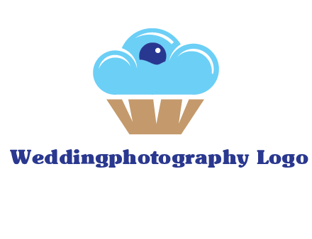 cloud forming cupcake with berry food logo