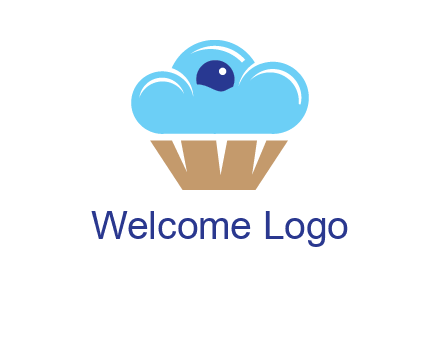 cloud forming cupcake with berry food logo