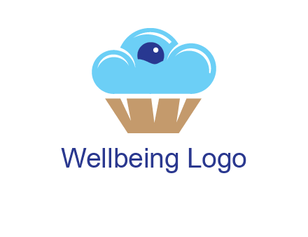 cloud forming cupcake with berry food logo