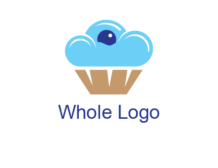cloud forming cupcake with berry food logo