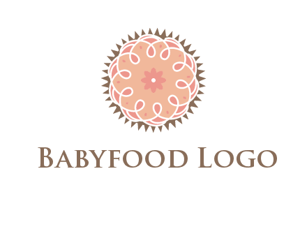 abstract spiral cupcake with flower food logo