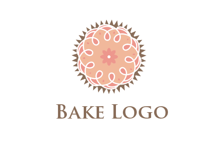 abstract spiral cupcake with flower food logo