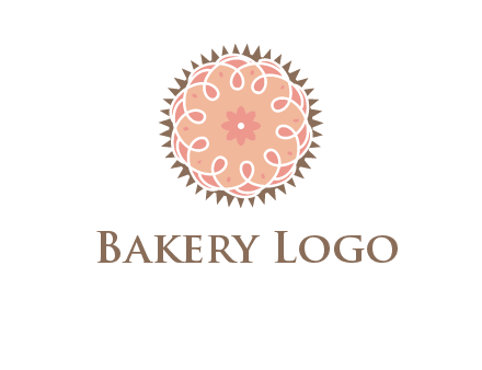 abstract spiral cupcake with flower food logo