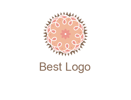 abstract spiral cupcake with flower food logo