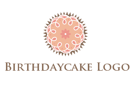 abstract spiral cupcake with flower food logo