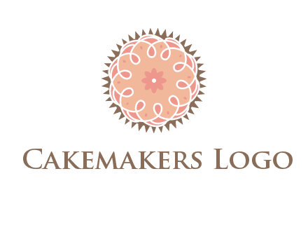 abstract spiral cupcake with flower food logo