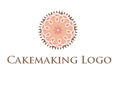 abstract spiral cupcake with flower food logo