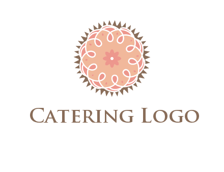 abstract spiral cupcake with flower food logo