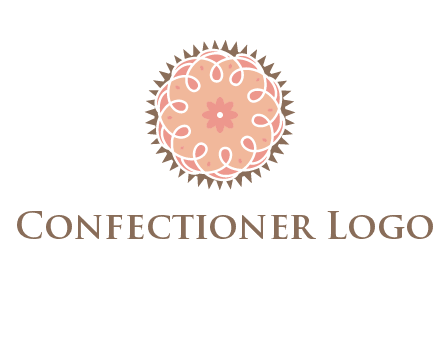 abstract spiral cupcake with flower food logo