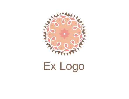 abstract spiral cupcake with flower food logo
