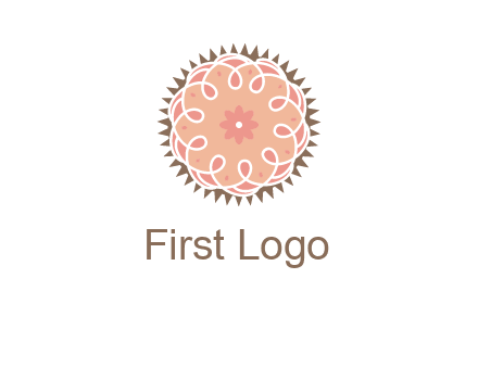 abstract spiral cupcake with flower food logo