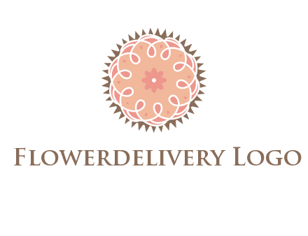 abstract spiral cupcake with flower food logo