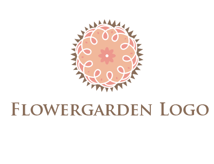 abstract spiral cupcake with flower food logo