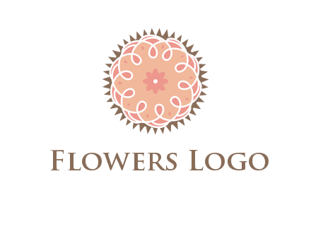 abstract spiral cupcake with flower food logo
