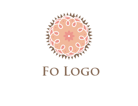 abstract spiral cupcake with flower food logo