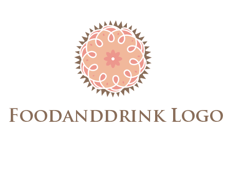 abstract spiral cupcake with flower food logo