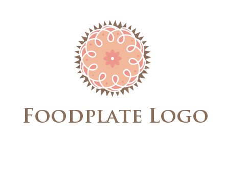 abstract spiral cupcake with flower food logo