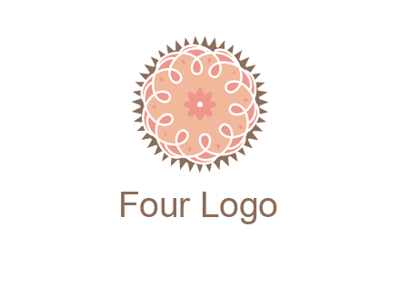abstract spiral cupcake with flower food logo